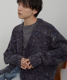ミックスカラー オーバーサイズ シャギーニット カーディガン