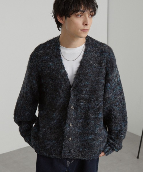 MONO-MART(モノマート)の「ミックスカラー オーバーサイズ シャギーニット カーディガン(カーディガン/ボレロ・メンズ・レッド系/ブラウン系/ブルー系/ブラック系/ネイビー系/グレー系・L/M/S)」の7枚目の写真