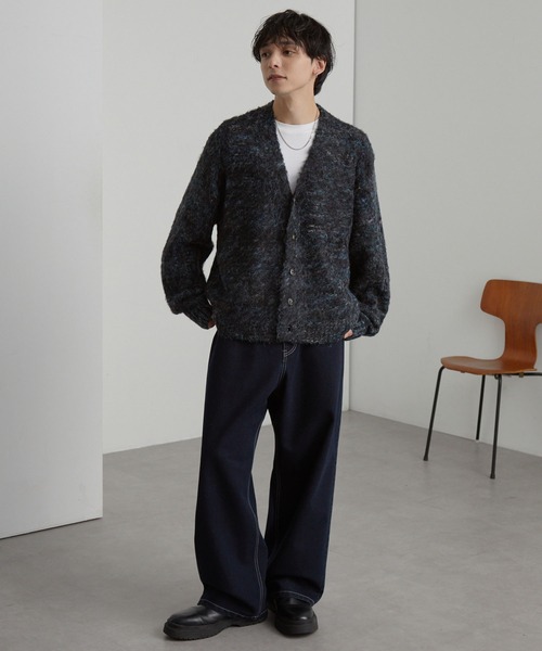 ミックスカラー オーバーサイズ シャギーニット カーディガン MONO