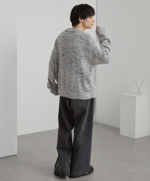 ミックスカラー オーバーサイズ シャギーニット カーディガン MONO
