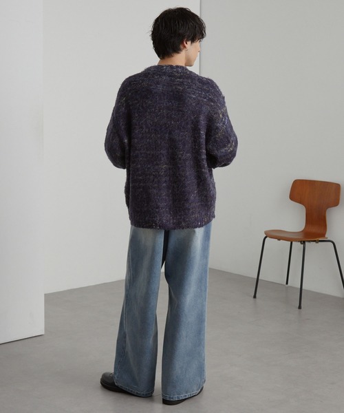 ミックスカラー オーバーサイズ シャギーニット カーディガン MONO