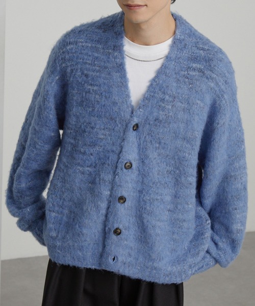 ミックスカラー オーバーサイズ シャギーニット カーディガン MONO