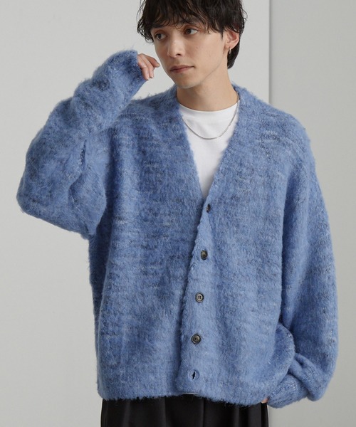 ミックスカラー オーバーサイズ シャギーニット カーディガン MONO