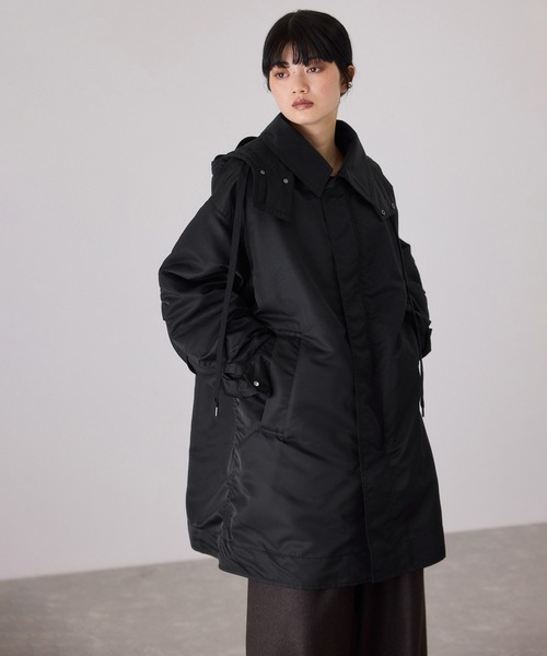 アダムエロぺ　ボンバーツイルフーディコート　新品　ブラック ボンバーツイルフーディコート/撥水（ナイロンジャケット）｜ADAM ET