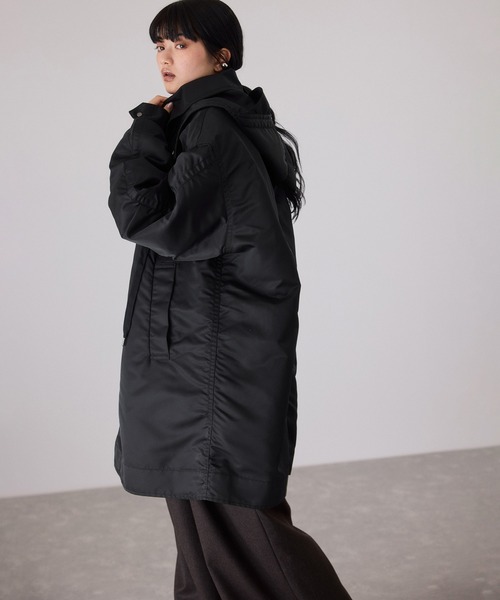 アダムエロぺ　ボンバーツイルフーディコート　新品　ブラック セール】ボンバーツイルフーディコート/撥水（ナイロンジャケット