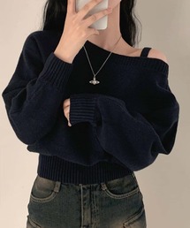 ワンショルダーニットプルオーバー