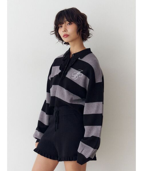 jouetie（ジュエティ）の「フリルラガーニットトップス（ニット/セーター・レディース・その他2/ブラウン/ブラック・MEDIUM）」の7枚目の写真