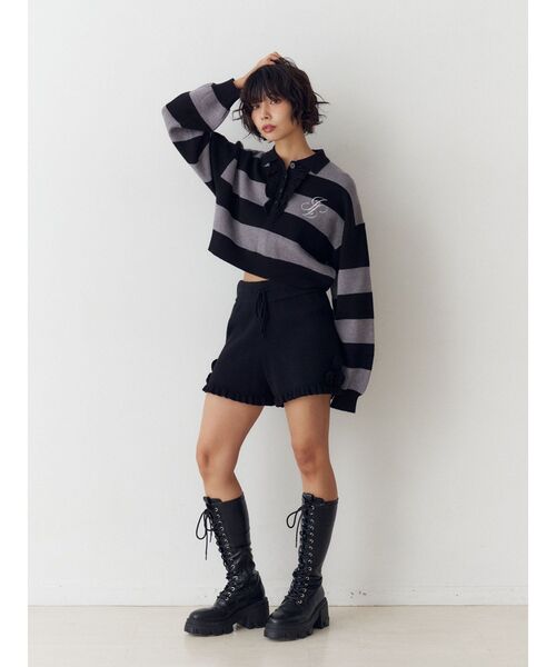 jouetie（ジュエティ）の「フリルラガーニットトップス（ニット/セーター・レディース・その他2/ブラウン/ブラック・MEDIUM）」の8枚目の写真