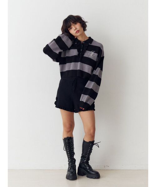 jouetie（ジュエティ）の「フリルラガーニットトップス（ニット/セーター・レディース・その他2/ブラウン/ブラック・MEDIUM）」の9枚目の写真