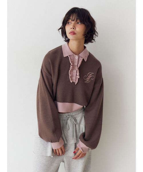 jouetie（ジュエティ）の「フリルラガーニットトップス（ニット/セーター・レディース・その他2/ブラウン/ブラック・MEDIUM）」の11枚目の写真