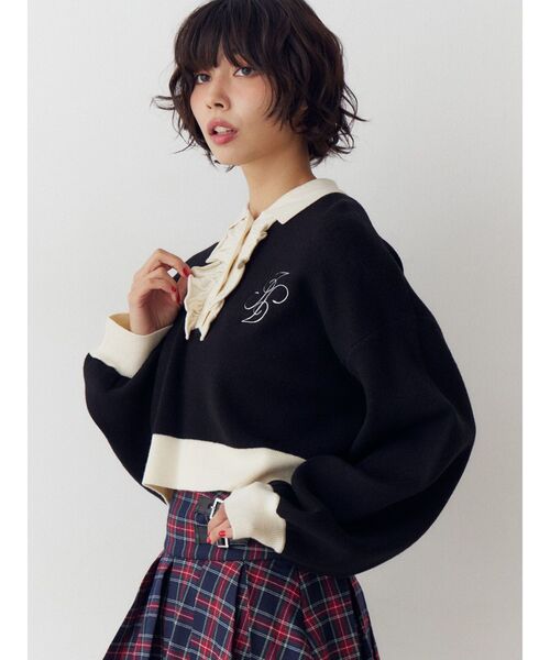 jouetie（ジュエティ）の「フリルラガーニットトップス（ニット/セーター・レディース・その他2/ブラウン/ブラック・MEDIUM）」の16枚目の写真