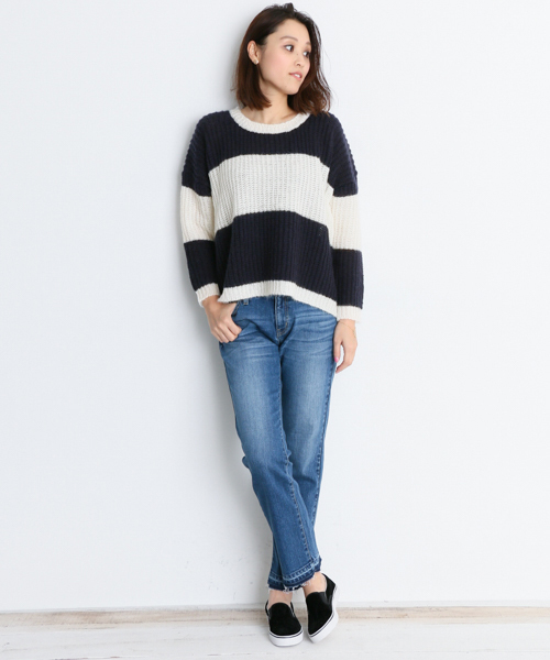 URBAN RESEARCH Sonny Label（アーバンリサーチサニーレーベル）の「Sonny Label モヘヤボーダーニット（ニット/セーター・レディース・オフホワイト/ベージュ・FREE）」の3枚目の写真