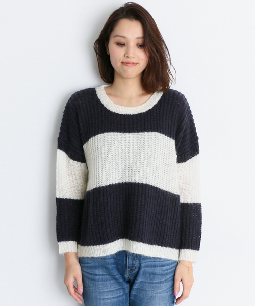 URBAN RESEARCH Sonny Label（アーバンリサーチサニーレーベル）の「Sonny Label モヘヤボーダーニット（ニット/セーター・レディース・オフホワイト/ベージュ・FREE）」の5枚目の写真