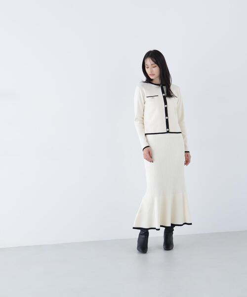 NATURAL BEAUTY BASIC（ナチュラルビューティーベーシック）の「◇バイカラーニットジャケット＆スカート（ワンピース・レディース・ホワイト系その他/グレー系その他/グリーン系その他3・MEDIUM/P/S）」の14枚目の写真