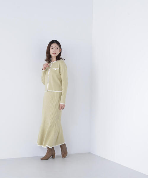 ◇バイカラーニットジャケット＆スカート（ワンピース）｜NATURAL