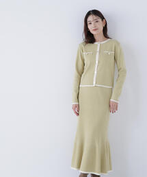 NATURAL BEAUTY BASIC | ◇バイカラーニットジャケット&スカート(ワンピース)