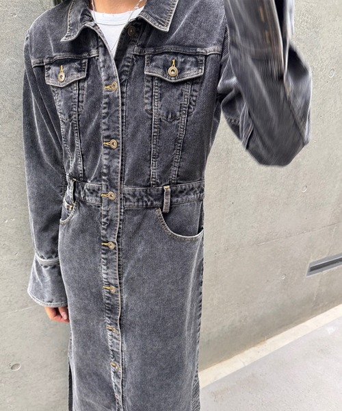I LINE CORDUROY SHIRT DRESS（シャツワンピース）｜Ameri（アメリ）の