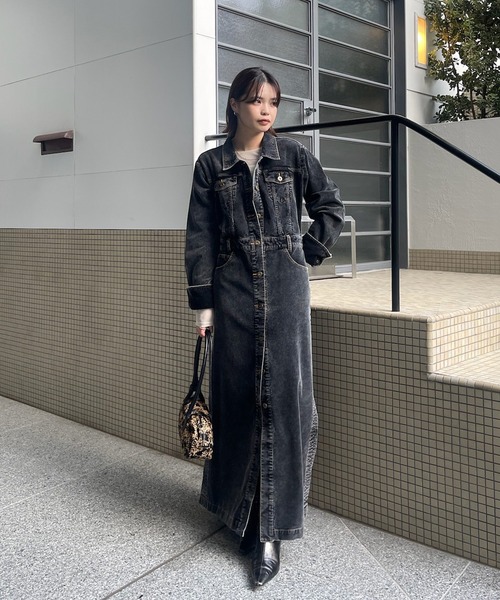 I LINE CORDUROY SHIRT DRESS ブラック　ameri I LINE CORDUROY SHIRT DRESS（シャツワンピース）｜Ameri（アメリ）の
