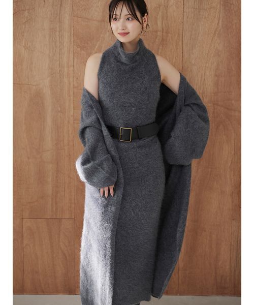 SNIDEL（スナイデル）の「【HIGH QUALITY】メリノウールアメスリニットワンピース（ワンピース・レディース・オフホワイト/チャコールグレー/ピンク/ミント・0/1）」の3枚目の写真