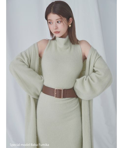 SNIDEL（スナイデル）の「【HIGH QUALITY】メリノウールアメスリニットワンピース（ワンピース・レディース・オフホワイト/チャコールグレー/ピンク/ミント・0/1）」の5枚目の写真