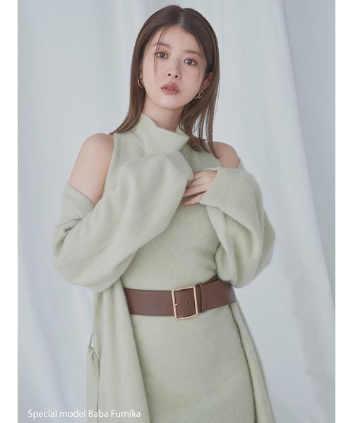 SNIDEL（スナイデル）の「【HIGH QUALITY】メリノウールアメスリニットワンピース（ワンピース・レディース・オフホワイト/チャコールグレー/ピンク/ミント・0/1）」の7枚目の写真