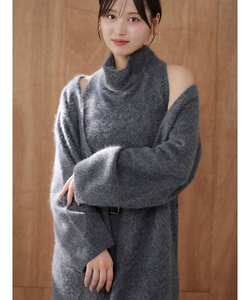 SNIDEL（スナイデル）の「【HIGH QUALITY】メリノウールアメスリニットワンピース（ワンピース・レディース・オフホワイト/チャコールグレー/ピンク/ミント・0/1）」の10枚目の写真