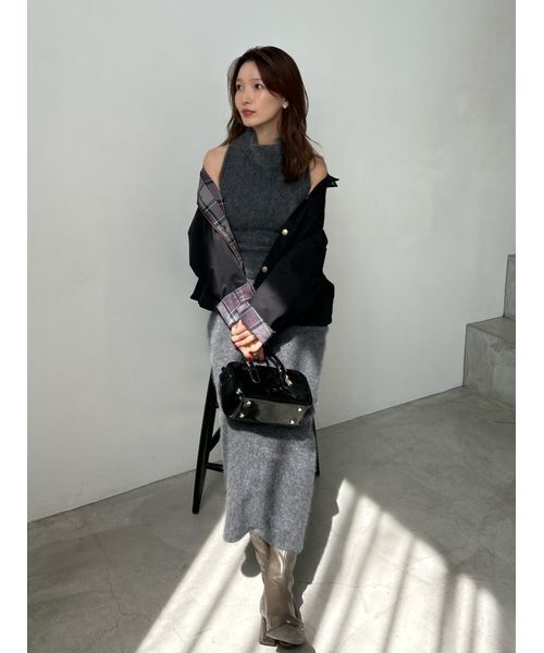 SNIDEL（スナイデル）の「【HIGH QUALITY】メリノウールアメスリニットワンピース（ワンピース・レディース・オフホワイト/チャコールグレー/ピンク/ミント・0/1）」の18枚目の写真