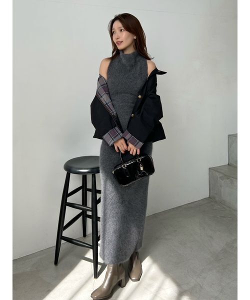 SNIDEL（スナイデル）の「【HIGH QUALITY】メリノウールアメスリニットワンピース（ワンピース・レディース・オフホワイト/チャコールグレー/ピンク/ミント・0/1）」の19枚目の写真