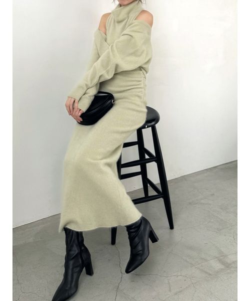 SNIDEL（スナイデル）の「【HIGH QUALITY】メリノウールアメスリニットワンピース（ワンピース・レディース・オフホワイト/チャコールグレー/ピンク/ミント・0/1）」の21枚目の写真