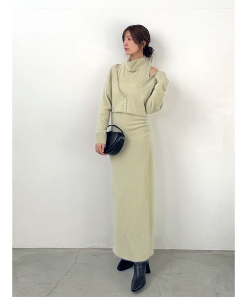 SNIDEL（スナイデル）の「【HIGH QUALITY】メリノウールアメスリニットワンピース（ワンピース・レディース・オフホワイト/チャコールグレー/ピンク/ミント・0/1）」の22枚目の写真