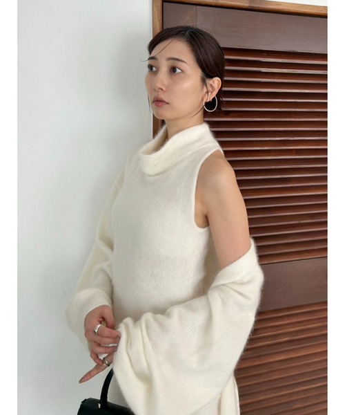 SNIDEL（スナイデル）の「【HIGH QUALITY】メリノウールアメスリニットワンピース（ワンピース・レディース・オフホワイト/チャコールグレー/ピンク/ミント・0/1）」の12枚目の写真