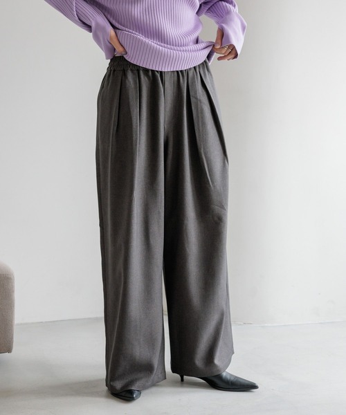 LOWRYS FARM（ローリーズファーム）の「ウールライクイージーパンツ　580888（その他パンツ・レディース・アイボリー/ブラック/チャコールグレー/ブラウン・MEDIUM/LARGE）」の4枚目の写真