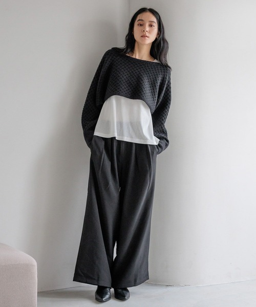 LOWRYS FARM（ローリーズファーム）の「ウールライクイージーパンツ　580888（その他パンツ・レディース・アイボリー/ブラック/チャコールグレー/ブラウン・MEDIUM/LARGE）」の8枚目の写真