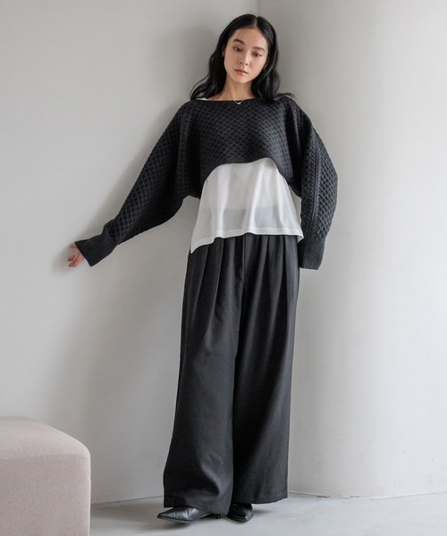 LOWRYS FARM（ローリーズファーム）の「ウールライクイージーパンツ　580888（その他パンツ・レディース・アイボリー/ブラック/チャコールグレー/ブラウン・MEDIUM/LARGE）」の9枚目の写真