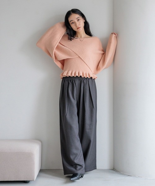 LOWRYS FARM（ローリーズファーム）の「ウールライクイージーパンツ　580888（その他パンツ・レディース・アイボリー/ブラック/チャコールグレー/ブラウン・MEDIUM/LARGE）」の15枚目の写真