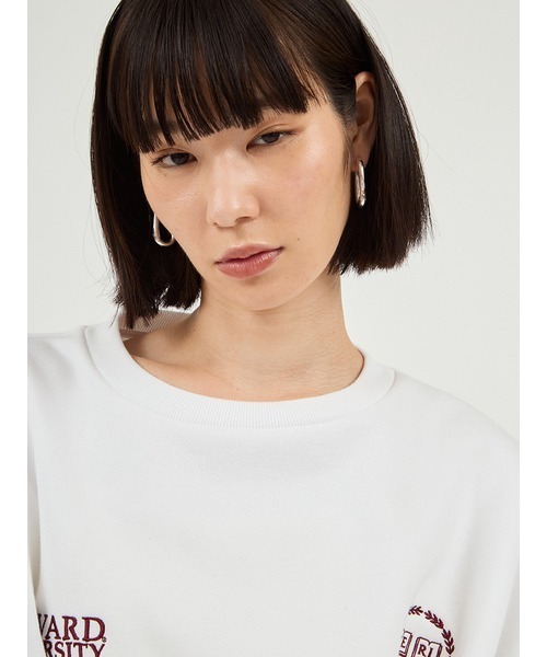 GOOD ROCK SPEED（グッドロックスピード）の「【emmi×GOOD ROCK SPEED】カレッジワイドボディクルースウェット（スウェット・レディース・ライトグレー/ホワイト・F）」の6枚目の写真