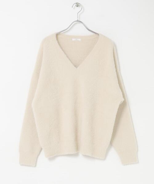 ITEMS URBANRESEARCH（アイテムズ アーバンリサーチ）の「ミニシャギーVネックニット（ニット/セーター・レディース・チャコールグレー/アイボリー/グリーン・FREE）」の13枚目の写真