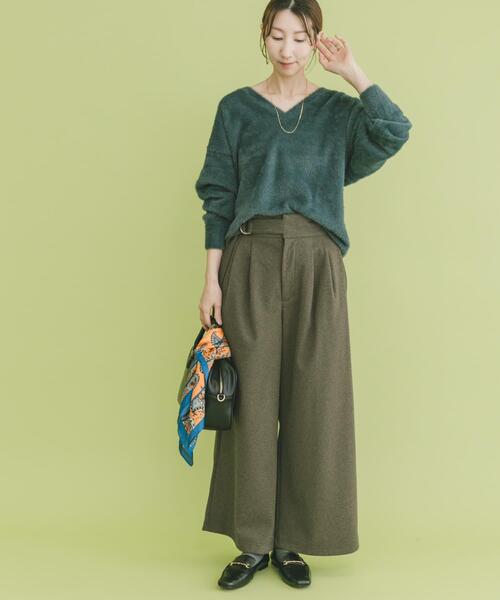 ITEMS URBANRESEARCH（アイテムズ アーバンリサーチ）の「ミニシャギーVネックニット（ニット/セーター・レディース・チャコールグレー/アイボリー/グリーン・FREE）」の18枚目の写真