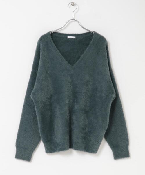 ITEMS URBANRESEARCH（アイテムズ アーバンリサーチ）の「ミニシャギーVネックニット（ニット/セーター・レディース・チャコールグレー/アイボリー/グリーン・FREE）」の9枚目の写真