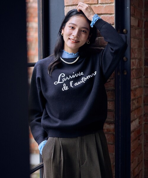 ANY(エニィ)の「刺繍ロゴニット(ニット/セーター・レディース・ネイビー系/イエロー系/ダークグリーン系/ライトグレー系・X-LARGE)」の6枚目の写真