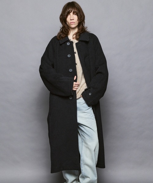 MAISON SPECIAL(メゾンスペシャル)の「《UNISEX》【Italian Dead Stock Fabric】Prime-Over Balmachan Coat/プライムオーバーステンカラーコート【MAISON SPECIAL/メゾンスペシャル】(ステンカラーコート・メンズ・ベージュ/オフホワイト/チャコールグレー/カーキ/ブラック/ダークブラック/グレー/ピンク/ダークネイビー/バーガンディー/ネイビー・2/1)」の3枚目の写真