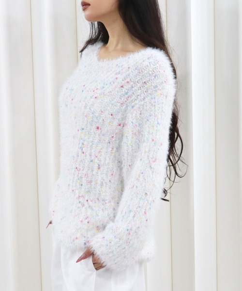 CECIL McBEE（セシルマクビー）の「MIXカラーVネックニットプルオーバー（ニット/セーター・レディース・ホワイト/イエロー・MEDIUM）」の10枚目の写真