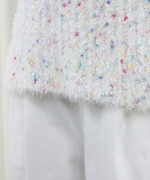 CECIL McBEE（セシルマクビー）の「MIXカラーVネックニットプルオーバー（ニット/セーター・レディース・ホワイト/イエロー・MEDIUM）」の15枚目の写真