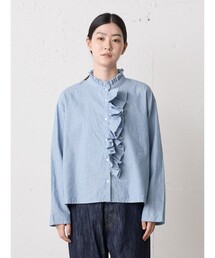 MidiUmi ダンガリーズラッフルシャツ