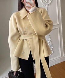 襟付きショートコートベルト付き