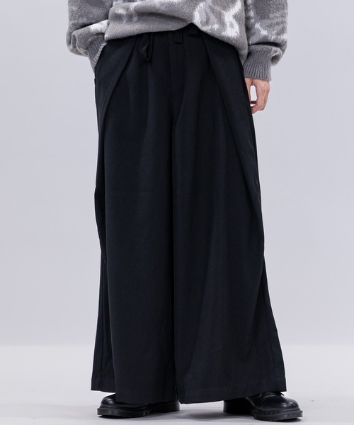 JOHN'S CLOSET（ジョンズクローゼット）の「【13】ギャバジン ワイド袴パンツ/スカンツ（スラックス・メンズ・チャコールグレー/ブラック/アイボリー・MEDIUM/LARGE）」の3枚目の写真