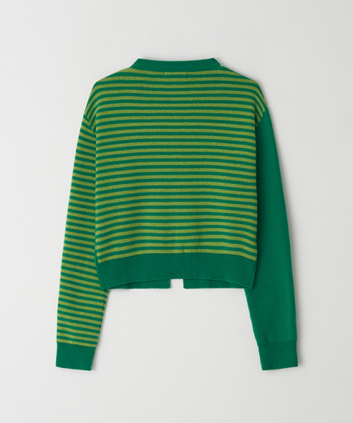 RONRON(ロンロン)の「BACK STRIPE DOT KNIT CARDIGAN GREEN(カーディガン/ボレロ・レディース・その他・FREE)」の8枚目の写真