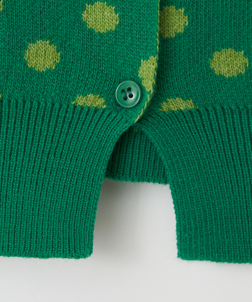 RONRON(ロンロン)の「BACK STRIPE DOT KNIT CARDIGAN GREEN(カーディガン/ボレロ・レディース・その他・FREE)」の5枚目の写真