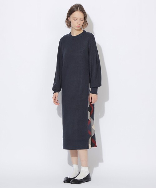 CB CRESTBRIDGE（シービークレストブリッジ）の「サイドチェック切替ニットワンピース（ワンピース・レディース・ダークネイビー/ブラック/ベージュ・M）」の16枚目の写真