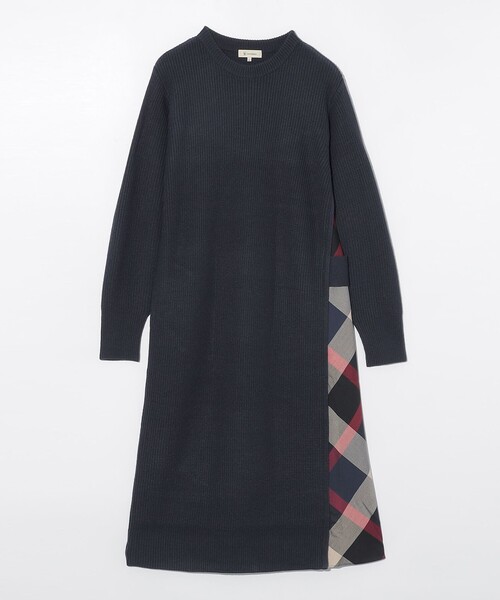 CB CRESTBRIDGE（シービークレストブリッジ）の「サイドチェック切替ニットワンピース（ワンピース・レディース・ダークネイビー/ブラック/ベージュ・M）」の5枚目の写真